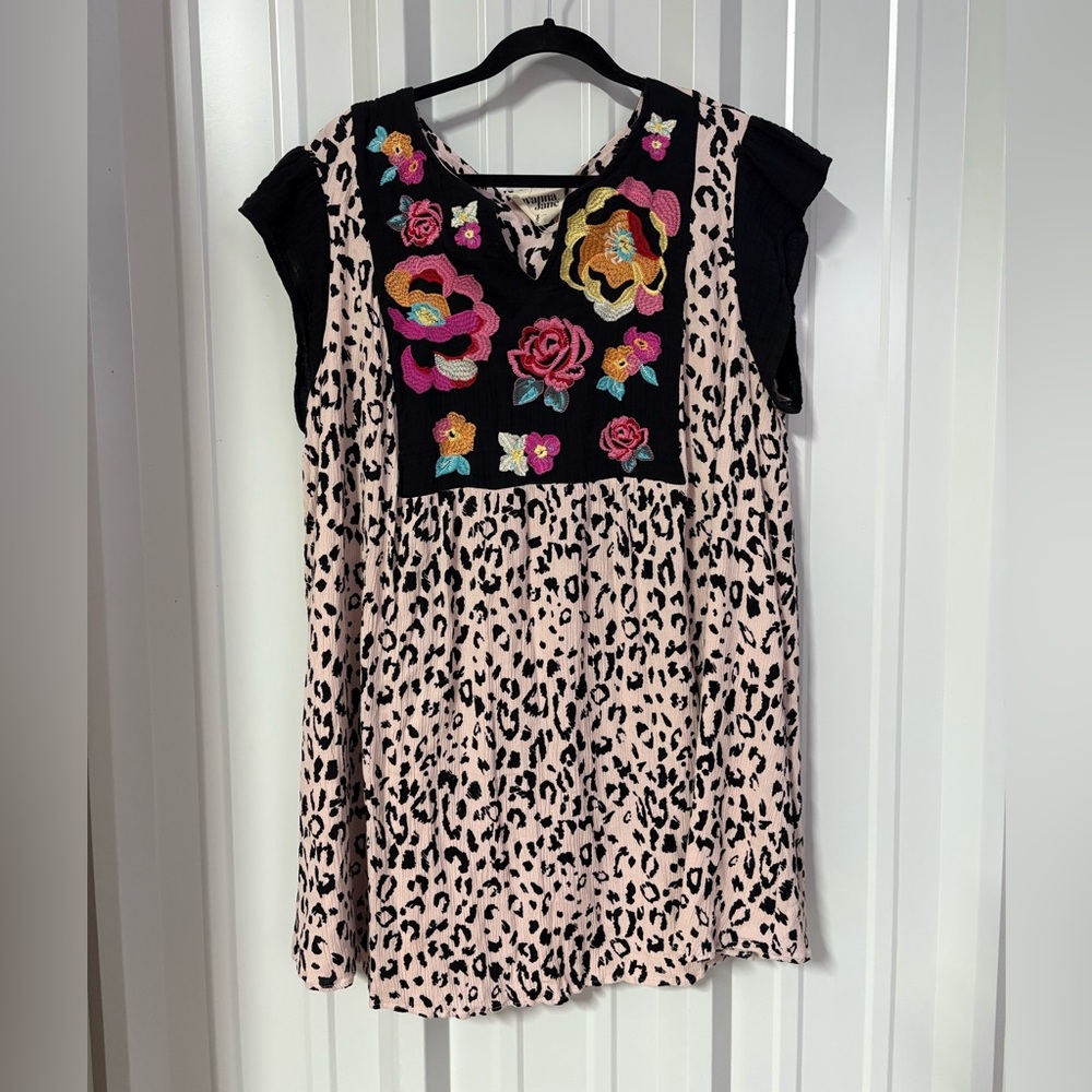 Savanna Jane Leopard & Floral Shirt 3X